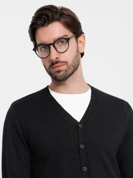 Ombre Clothing Pánský pletený svetr se strukturovanými puntíky - tmavě modrý Ombre Clothing