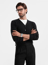 Ombre Clothing Pánský pletený svetr se strukturovanými puntíky - tmavě modrý Ombre Clothing