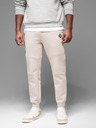 Ombre Clothing Pánské tepláky s žebrovanými manžetami a ozdobným zipem - pískové Ombre Clothing