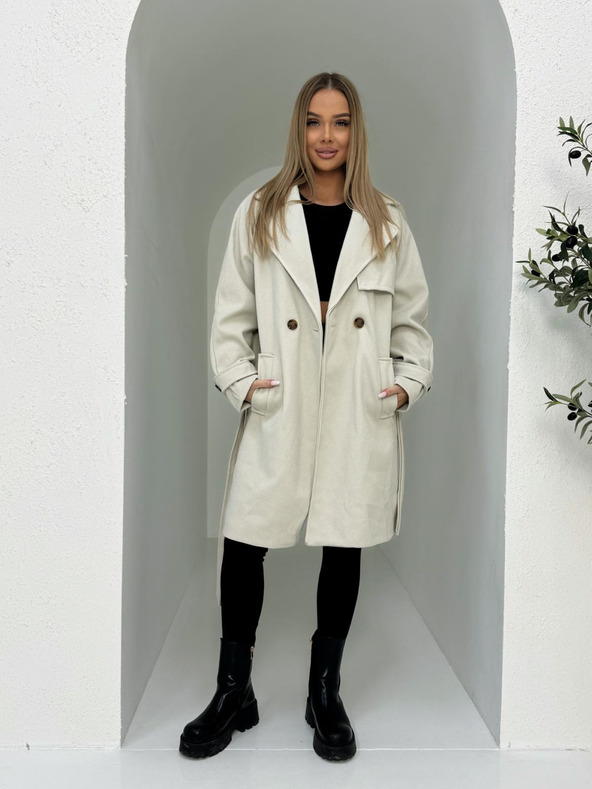 Edoti Módní dámský kabát - béžový EDOTI