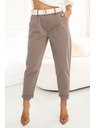 numoco Stylové kalhoty s kapsami a ozdobným páskem – MOCHA MOUSSE Numoco