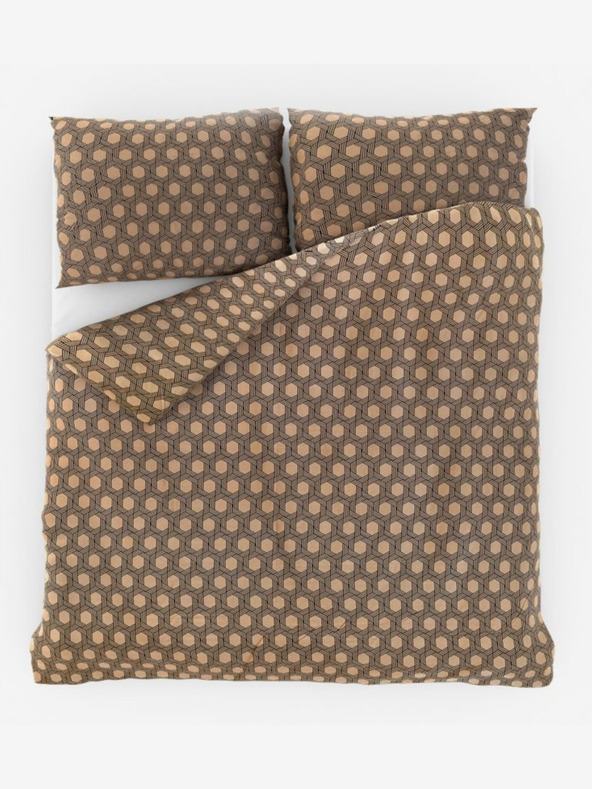 Kvalitex Saténové francouzské prodloužené povlečení Luxury Collection 1+2, 240x220, 70x90cm Carero béžové Kvalitex