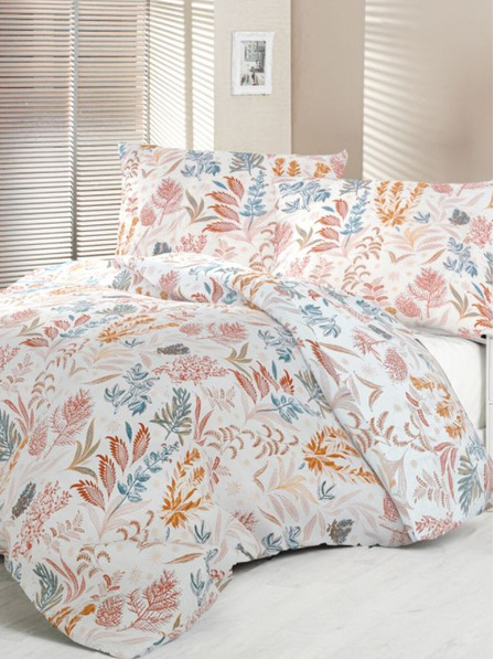 Kvalitex Saténové francouzské prodloužené povlečení Luxury Collection 1+2, 240x220, 70x90cm Coral garden Kvalitex