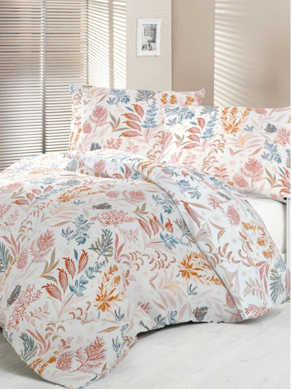 Kvalitex Saténové francouzské prodloužené povlečení Luxury Collection 1+2, 240x220, 70x90cm Coral garden Kvalitex