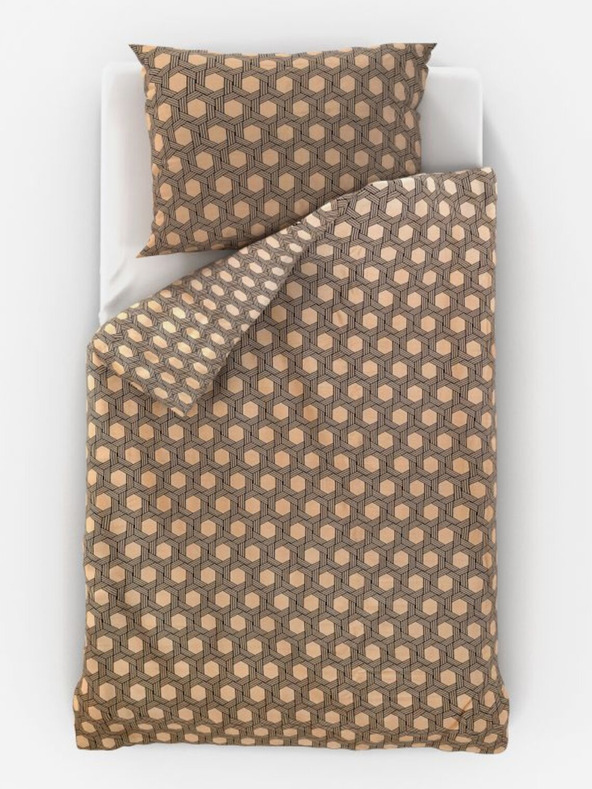 Kvalitex Saténové prodloužené povlečení Luxury Collection 140x220, 70x90cm Carero béžové Kvalitex