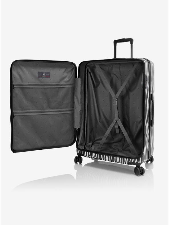 Heys Bílo-černý cestovní kufr se zvířecím vzrorem Heys EZ Fashion L Zebra