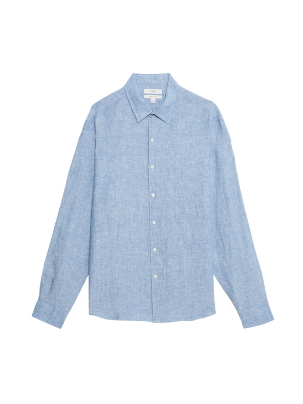 Marks & Spencer Košile z čistého lnu Marks & Spencer modrá