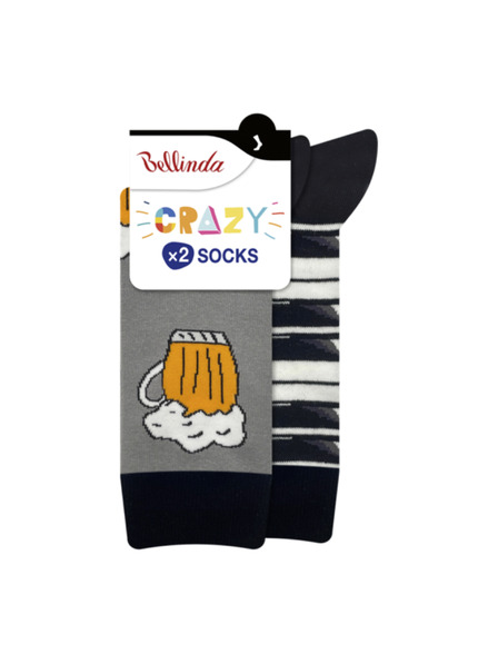 Bellinda CRAZY SOCKS 2x - Veselé ponožky 2 páry - černá - bílá