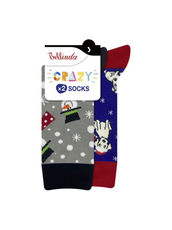Bellinda CRAZY SOCKS 2x - Veselé ponožky 2 páry - šedá - modrá