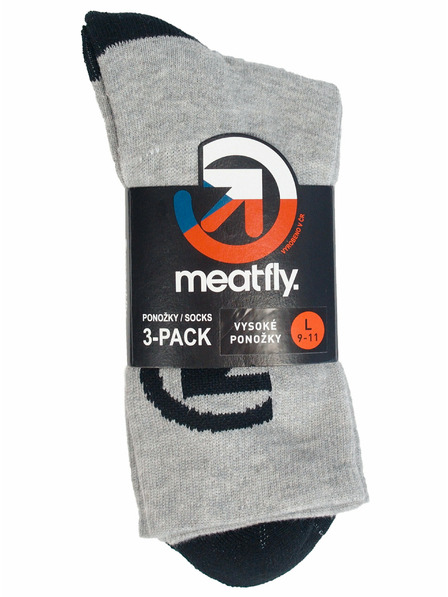 Meatfly Meatfly ponožky Long Triple Pack Grey Bike | Šedá | Velikost