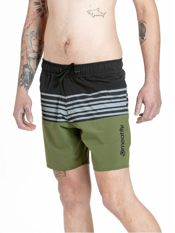 Meatfly Meatfly pánské plavky Keith Boardshorts 17" Olive / Black | Zelená | Velikost