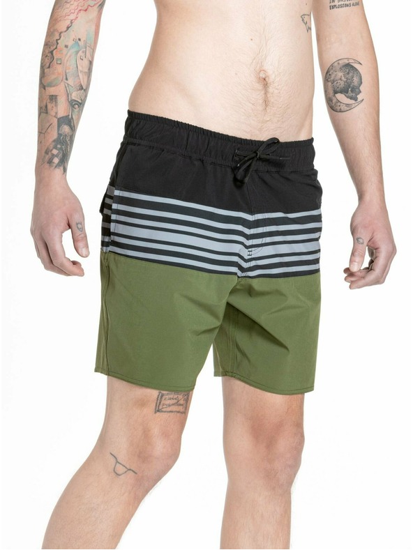 Meatfly Meatfly pánské plavky Keith Boardshorts 17" Olive / Black | Zelená | Velikost