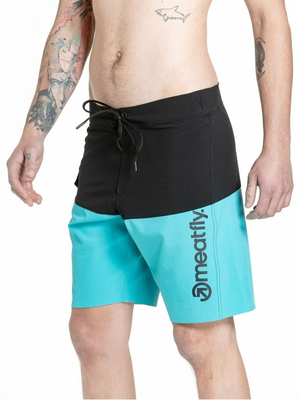 Meatfly Meatfly pánské plavky Mitch Boardshorts 21" Mint / Black | Modrá | Velikost