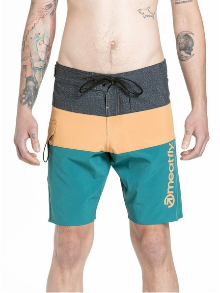 Meatfly Meatfly pánské plavky Mitch Boardshorts 21" Snake Green / Camel | Zelená | Velikost