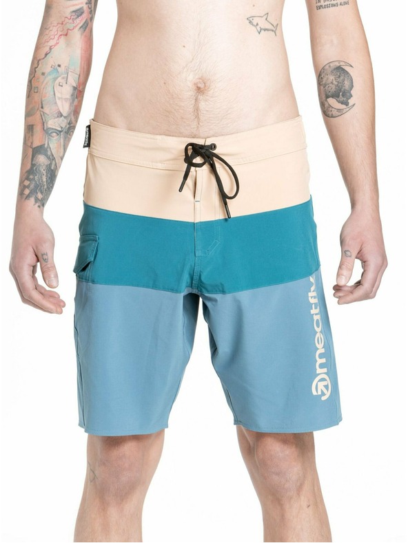 Meatfly Meatfly pánské plavky Mitch Boardshorts 21" Slate Blue / Latte | Modrá | Velikost