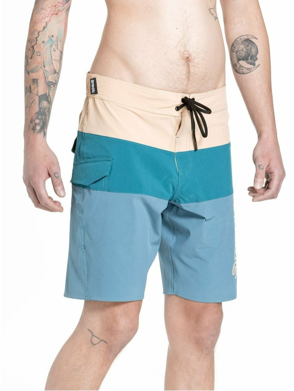 Meatfly Meatfly pánské plavky Mitch Boardshorts 21" Slate Blue / Latte | Modrá | Velikost