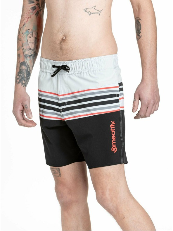 Meatfly Meatfly pánské plavky Keith Boardshorts 17" Light Grey / Red Orange | Šedá | Velikost