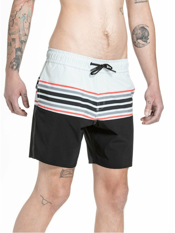 Meatfly Meatfly pánské plavky Keith Boardshorts 17" Light Grey / Red Orange | Šedá | Velikost