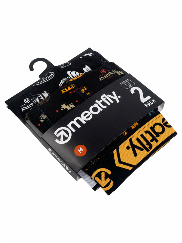 Meatfly Meatfly pánské boxerky Balboa Boxershorts Double Pack Badges | Černá | Velikost