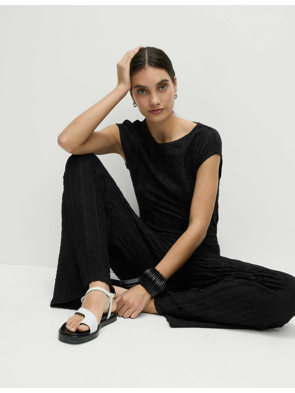 Marks & Spencer Texturované kalhoty se širokými nohavicemi Marks & Spencer