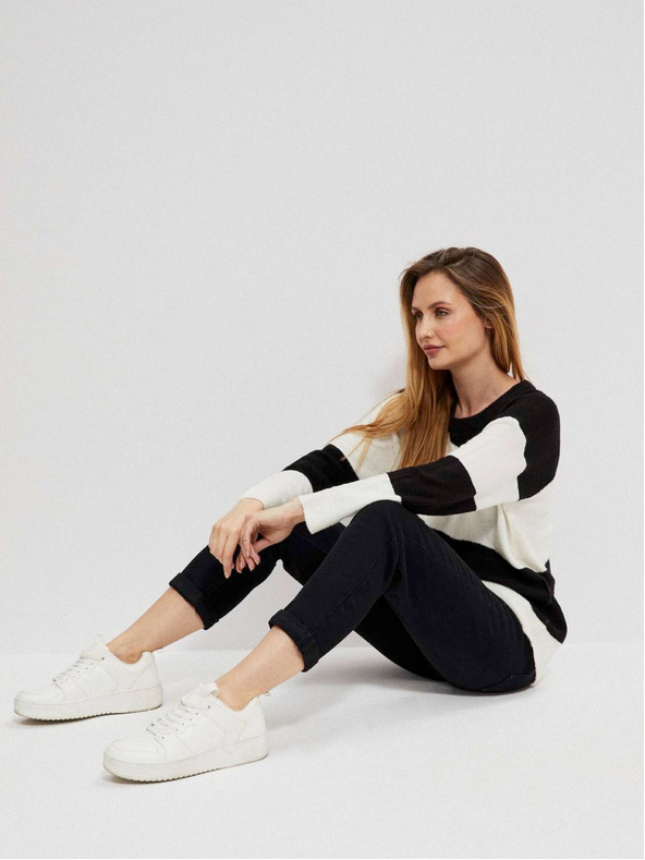 Moodo Bílo-černý dámský svetr Moodo