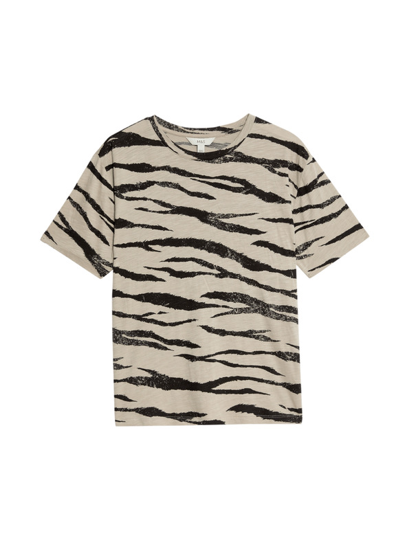 Marks & Spencer Tričko s potiskem, ze směsi bavlny a modalu Marks & Spencer béžová