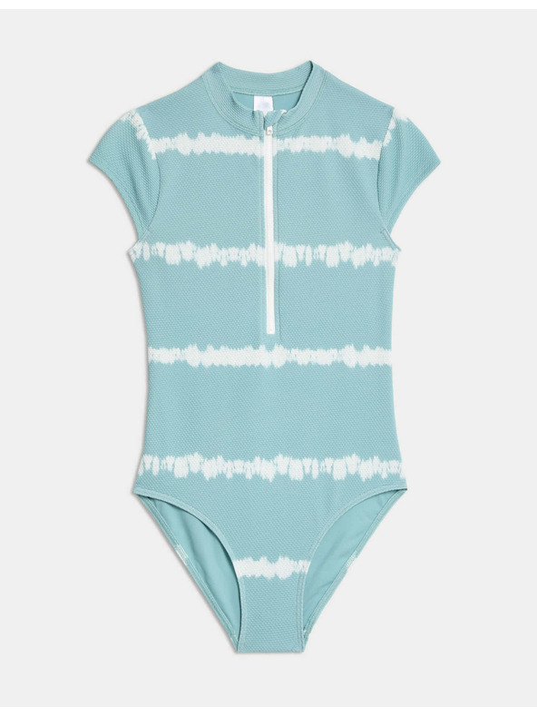 Marks & Spencer Pruhované plavky s vetkaným zipem (6–16 let) Marks & Spencer zelená