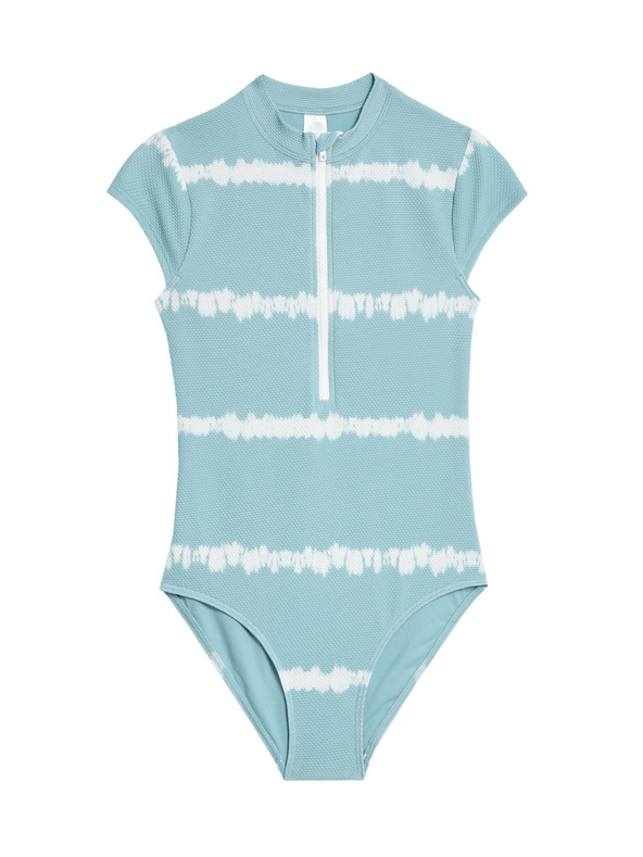 Marks & Spencer Pruhované plavky s vetkaným zipem (6–16 let) Marks & Spencer zelená