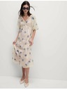 Marks & Spencer Průhledné neformální midi šaty s výstřihem do V a potiskem Marks & Spencer smetanová