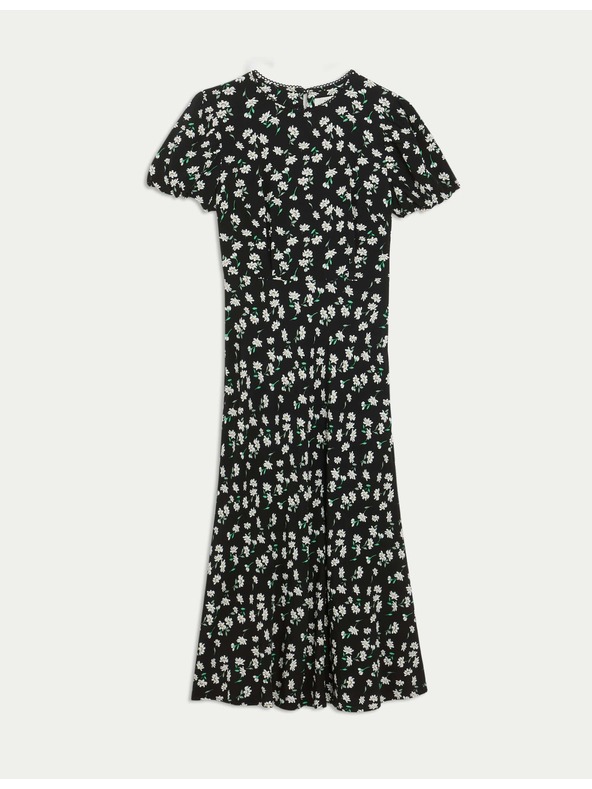 Marks & Spencer Květované neformální midi šaty s kulatým výstřihem a vázáním Marks & Spencer