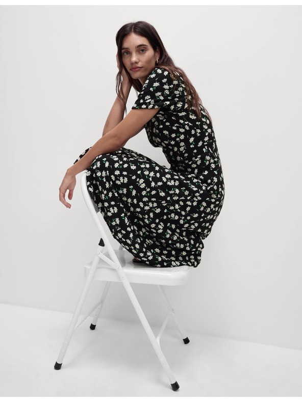 Marks & Spencer Květované neformální midi šaty s kulatým výstřihem a vázáním Marks & Spencer