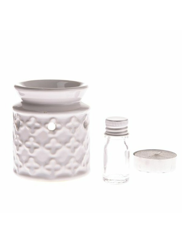 Casa de Engel Keramická aromalampa + olej, svíčka, fresh linen, 0/96