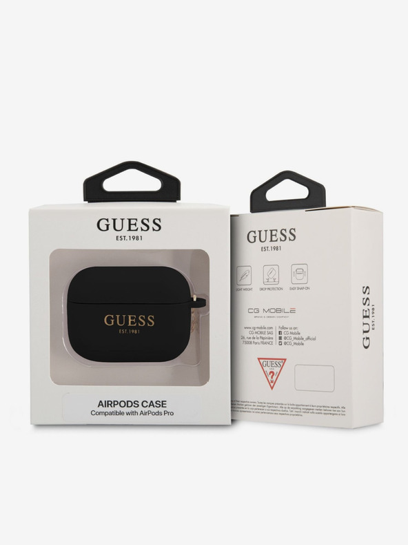 Guess Guess 4G Charm Silikonové Pouzdro pro AirPods Pro Black