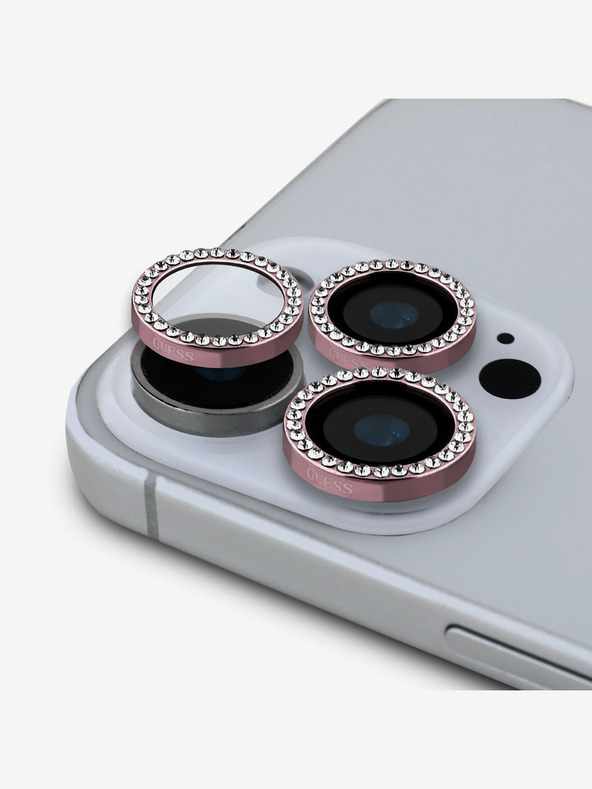 Guess Guess Fixed Glliter Ochrana Čoček pro iPhone 16 Pro/16 Pro Max Pink