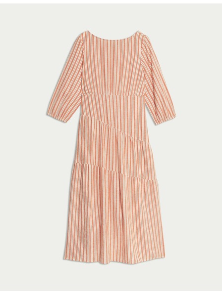 Marks & Spencer Asymetrické plážové midi šaty s vysokým podílem lnu Marks & Spencer oranžová
