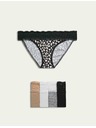 Marks & Spencer Krajkové bikiny kalhotky ze směsi bavlny s potiskem, 5 ks Marks & Spencer bílá