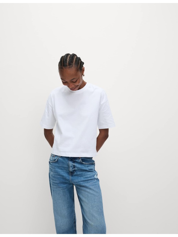 Marks & Spencer Tričko hranatého střihu z čisté bavlny Marks & Spencer bílá