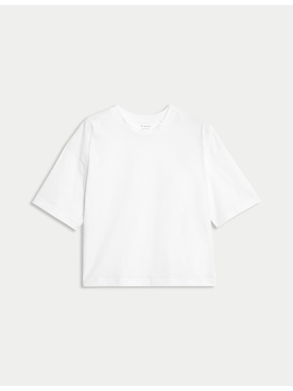 Marks & Spencer Tričko hranatého střihu z čisté bavlny Marks & Spencer bílá