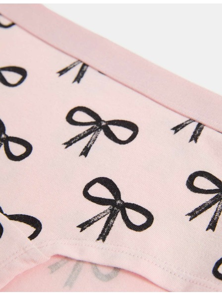Marks & Spencer Šortkové kalhotky z bavlny se strečem a s mašlí, 7 ks v balení (5–16 let) Marks & Spencer růžová