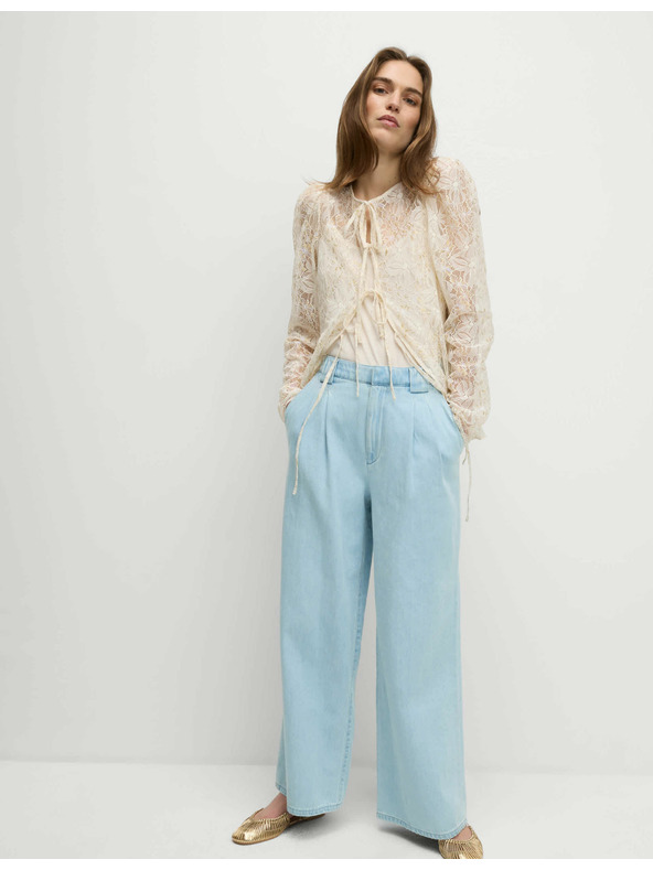 Marks & Spencer Džíny s širokými nohavicemi a vysokým pasem šité na míru Marks & Spencer námořnická modrá