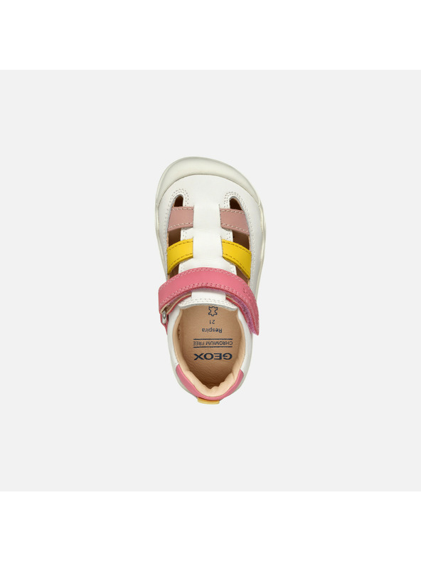 Geox Bílé dívčí barefoot tenisky s otevřeným nártem Geox Steppieup