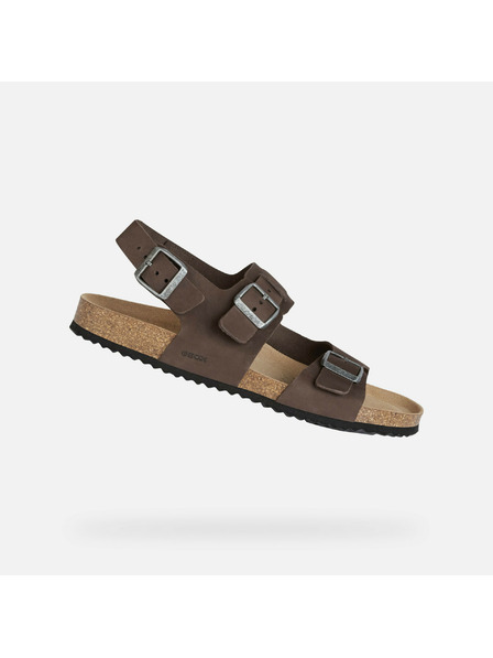 Geox Tmavě hnědé pánské sandály Geox Ghita