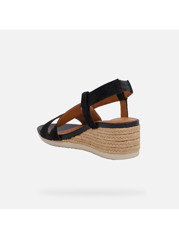 Geox Černé dámské sandály Geox Ischia Corda