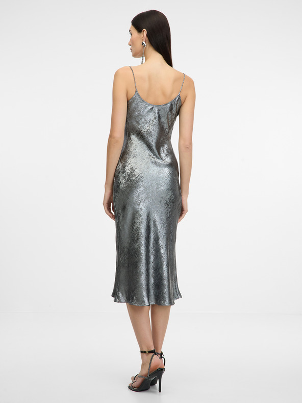 Orsay Stříbrné dámské šaty na ramínka ORSAY