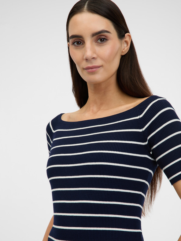 Orsay Tmavě modré dámské tričko s tříčtvrtečním rukávem ORSAY