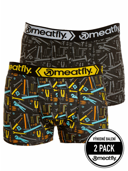 Meatfly Meatfly pánské boxerky Balboa Boxershorts Double Pack Tools | Černá | Velikost