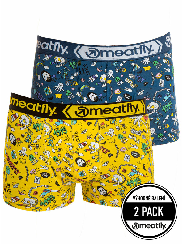 Meatfly Meatfly pánské boxerky Balboa Boxershorts Double Pack Jamm | Žlutá | Velikost