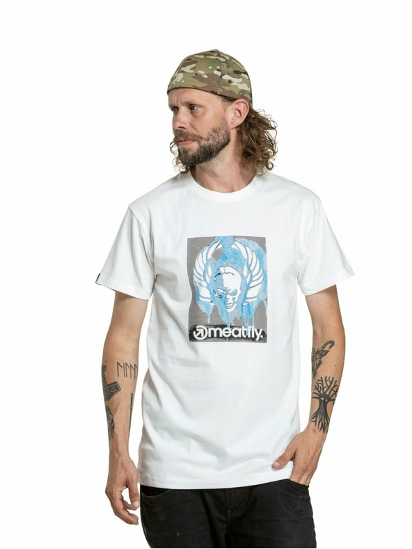 Meatfly Meatfly pánské tričko Stencil White | Bílá | Velikost