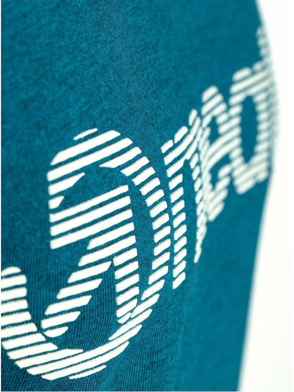 Meatfly Meatfly pánské tričko Striped Logo Petrol Heather | Modrá | Velikost