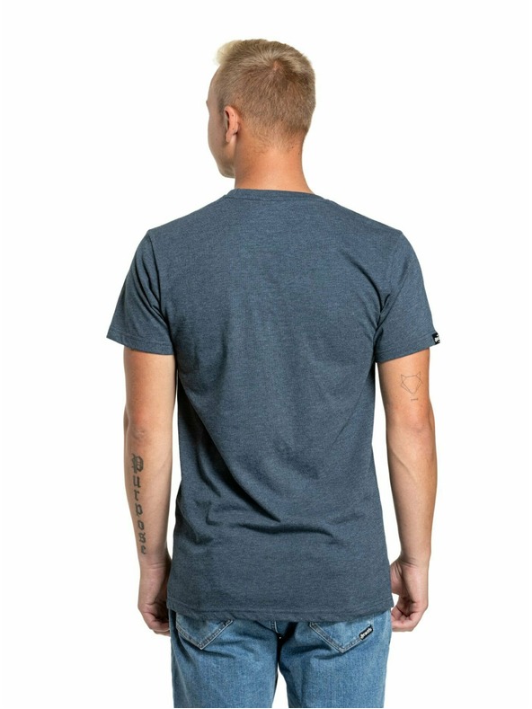 Meatfly Meatfly pánské tričko Striped Logo Navy Heather | Modrá | Velikost